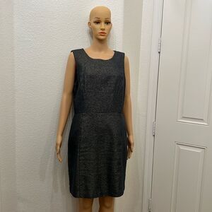 Michael Michael Kors Dress Sz 12 Navy Gold Sparkle Scoop Neck Sleeveless Midi
